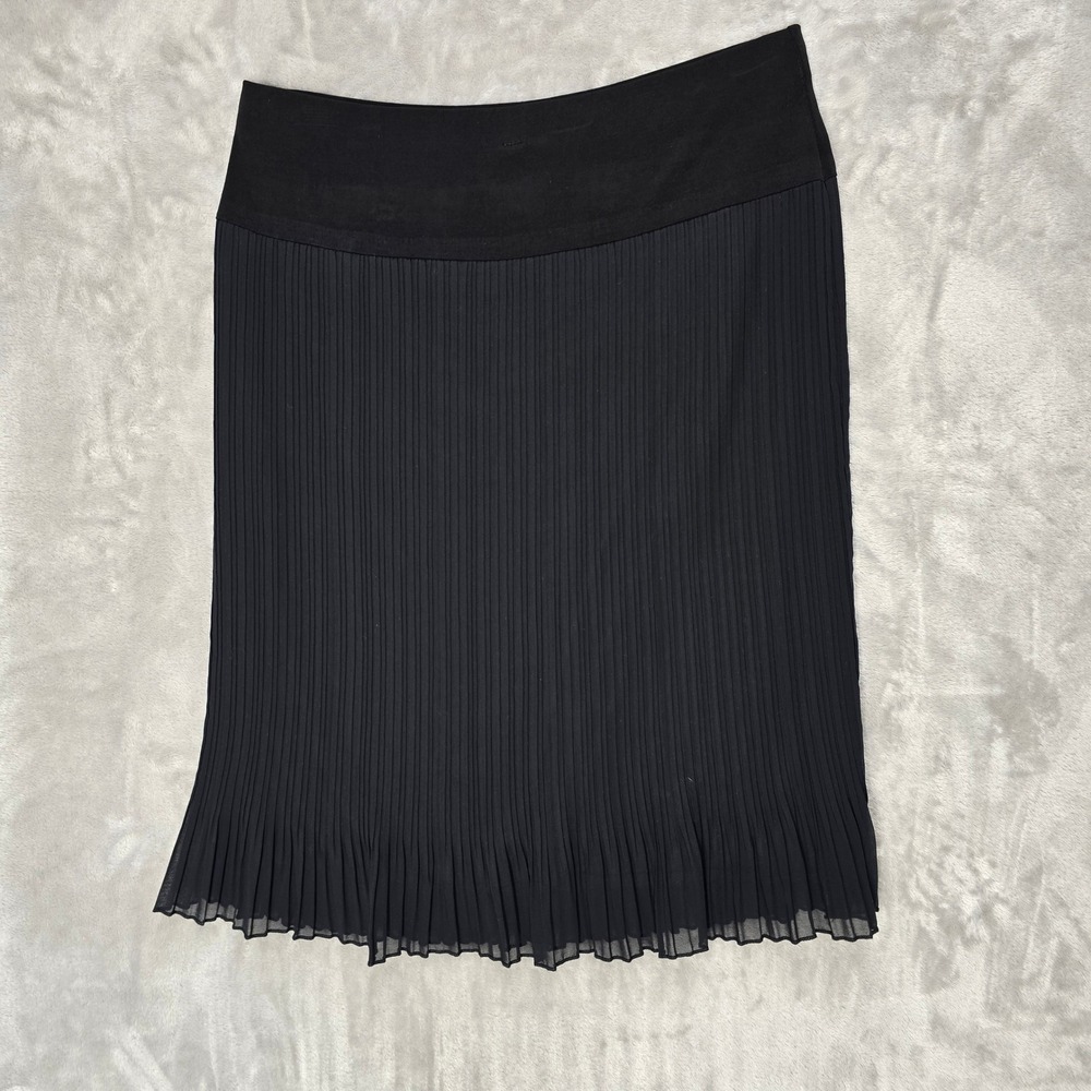 Accordion Pleated Skirt Women XL Blk Stretch Midi Minimalist Goth Dark Academia - Picture 7 of 15